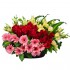 Colorful World with Two Dozen Red Roses and Pink Gerberas Basket